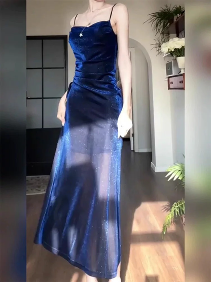 Blaues langes Ballkleid Abendkleid zum 21. Geburtstag cg26107