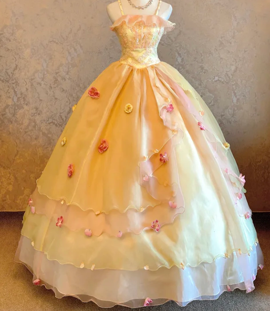 Ball Gown Yellow Prom Party Dress Princess Dress Birthday Party Dress cg26259