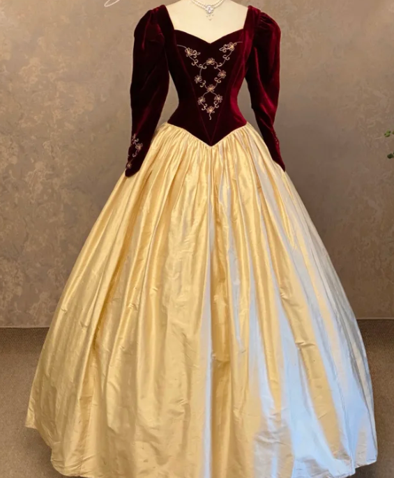 A Line Long Sleeves Prom Party Dress Velvet Burgundy Evening Dress cg26262