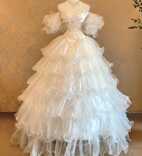 Off The Shoulder White Prom Party Dress Princess Gown Birthday Dress cg26274