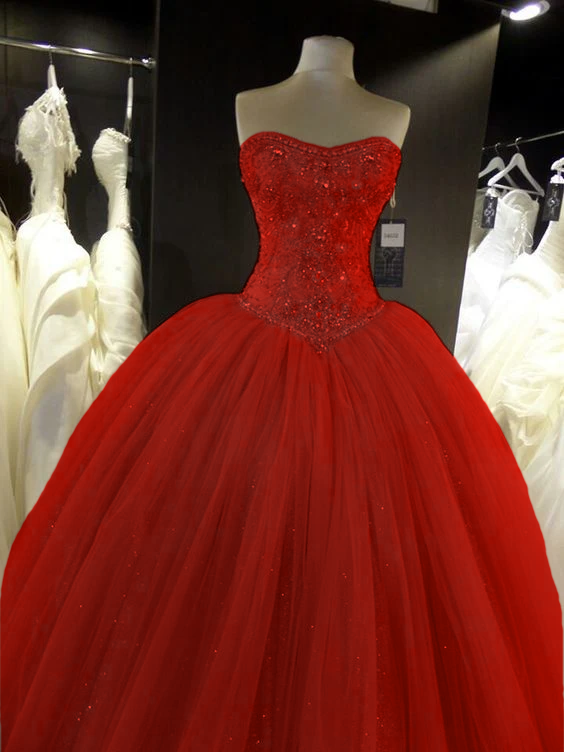 Ballkleid Ballkleider Tüll Spitze Applikationen cg16835