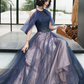 BLUE TULLE LONG PROM DRESS BLUE TULLE FORMAL DRESS     cg20834