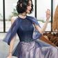 BLUE TULLE LONG PROM DRESS BLUE TULLE FORMAL DRESS     cg20834