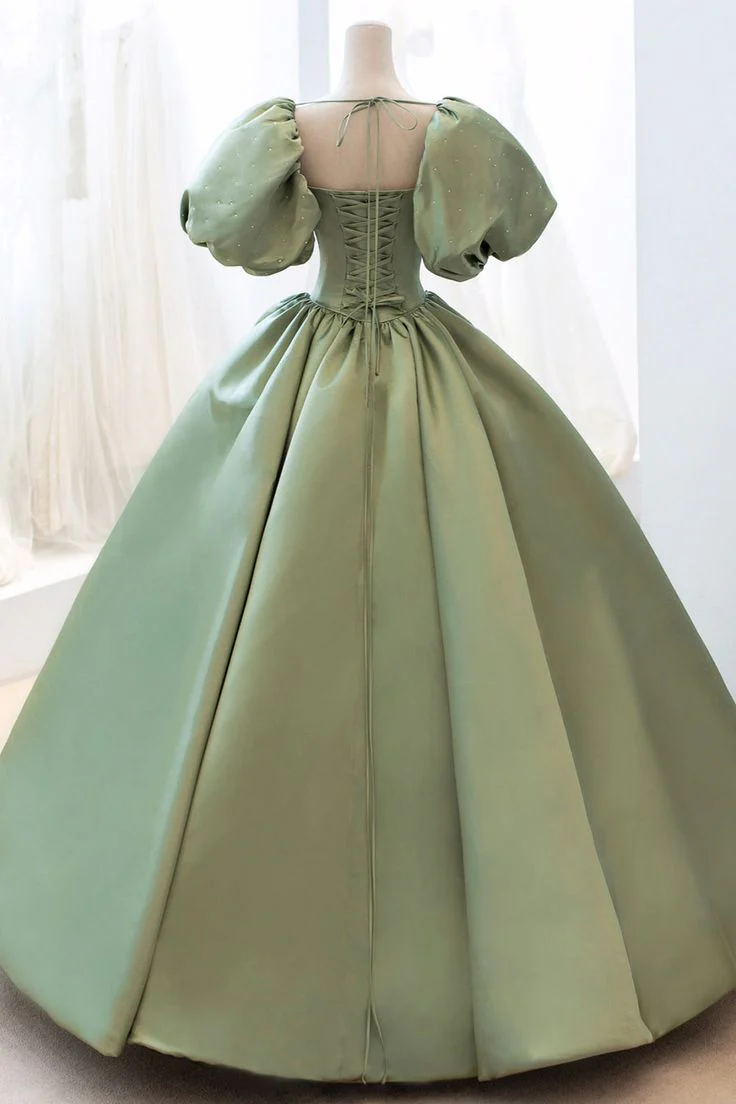 Princess ball gown dresses satin puffy sleeves quinceanera gown prom dress, evening dress    cg22001