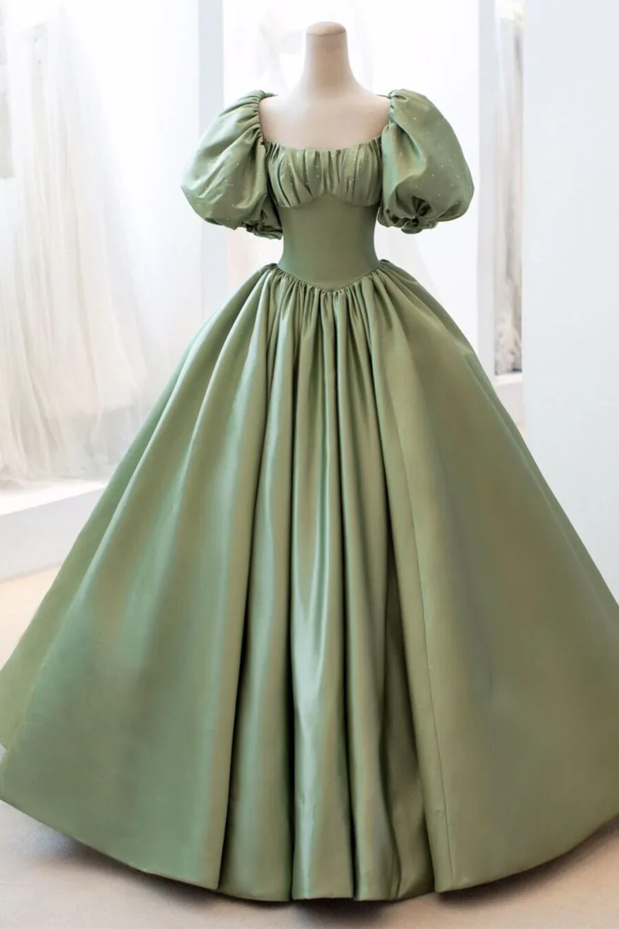 Princess ball gown dresses satin puffy sleeves quinceanera gown prom dress, evening dress    cg22001