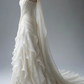 Elegant V Neck Ivory A-Line Layers Vintage Wedding Dress    cg25395