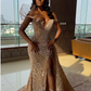 Champagne Mermaid Off Shoulder Long Prom Dresses Formal Evening Dress   cg25455
