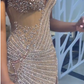 Champagne Mermaid Off Shoulder Long Prom Dresses Formal Evening Dress   cg25455