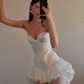 White Strapless Evening Prom Dresses High Low Homecoming Gowns      cg25605