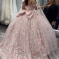 A Line Pink Off Shoulder Quinceanera Dress Lace Appliques Sweet 16 15 Ball Gown   cg25908