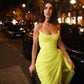 Long Chiffon Yellow Prom Dresses with Irregular Skirt cg3627