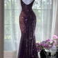 Exquisite Beaded Sequin Mermaid V Neck Chiffon Prom Dress Evening Dress Formal Dress  cg26216