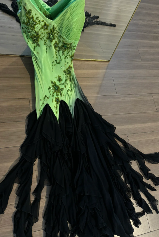 Vintage Green Prom Party Dress Beading Evening Dress Birthday Outfit cg26358