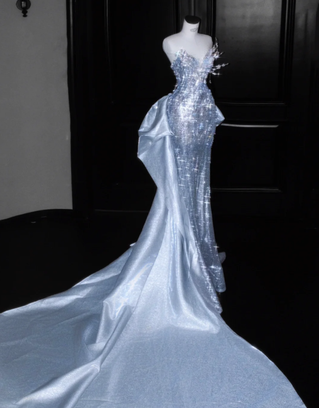 Blaues langes Ballkleid Abendkleid zum 21. Geburtstag cg26107