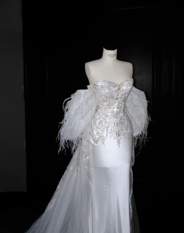 Off The Shoulder Mermaid White Wedding Dress Evening Dress 22nd Birthday Outfit cg26346