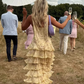 Strapless Yellow Chiffon Floral Long Prom Dresses Party Dress 22th Birthday Outfits Graduation Dress cg26097