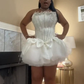 White Ball Gown Short Prom Dress Sweet 16 Birthday Outfit cg26091