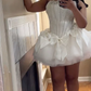 White Ball Gown Short Prom Dress Sweet 16 Birthday Outfit cg26091