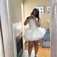 White Ball Gown Short Prom Dress Sweet 16 Birthday Outfit cg26091