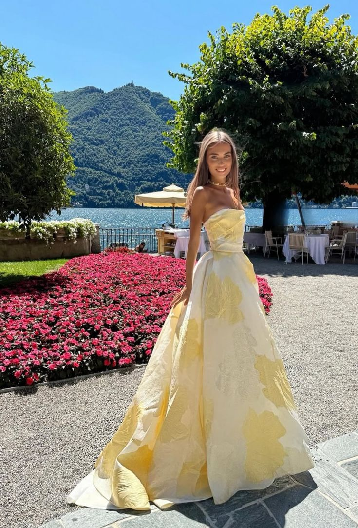 Yellow Long Prom Dresses Party Dress Birthday Outfits Graduation Dress cg26102