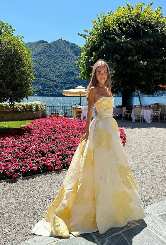 Yellow Long Prom Dresses Party Dress Birthday Outfits Graduation Dress cg26102