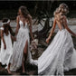 A-line V Neck Lace Prom Dress With Split   cg16889