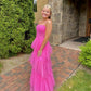 Princess Hot Pink Long Prom Dress Layered Tulle Sleeveless Corset Gown,Evening Dresses   cg24859