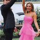 Princess Hot Pink Long Prom Dress Layered Tulle Sleeveless Corset Gown,Evening Dresses   cg24859