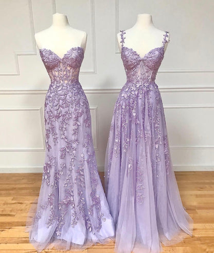 PURPLE LACE LONG PROM DRESS      cg24969