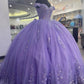Lilac Corset Mexican Quinceanera Dress Ball Gown Prom Dress ,Appliques Lace Birthday Party Dress  cg24978
