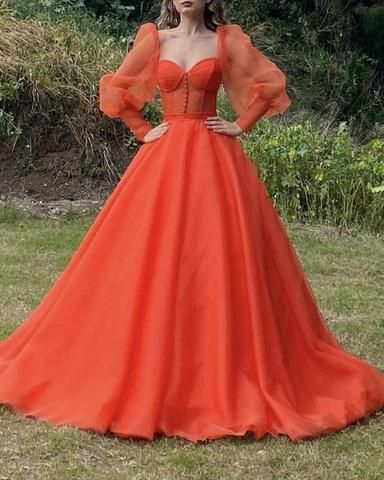 Ball Gown Organza Dresses Sweetheart Corset With Puffy Sleeves   cg24994