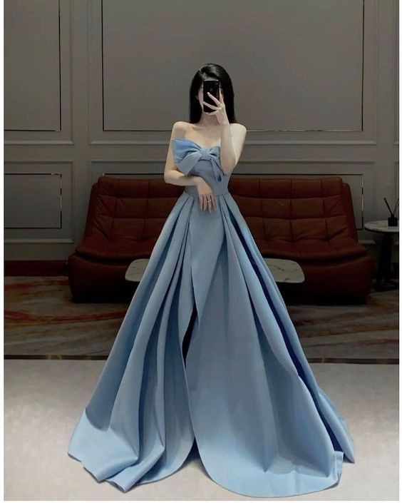 A Line Blue Fashion Prom Dresses, long Evening Dresses    cg24998