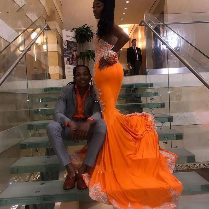 gorgeous mermaid orange prom dress for black girls  cg8572