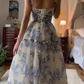 Beautiful Floral Print Chiffon Long Prom Dresses Evening Dress   cg24815