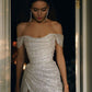 Bling A Line Off the Shoulder Long Prom Party Dress with Split Front     cg24842