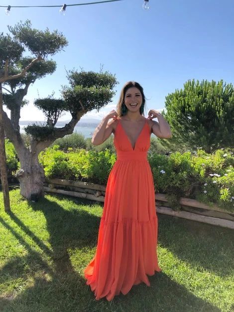 Long orange dress prom gown   cg10000