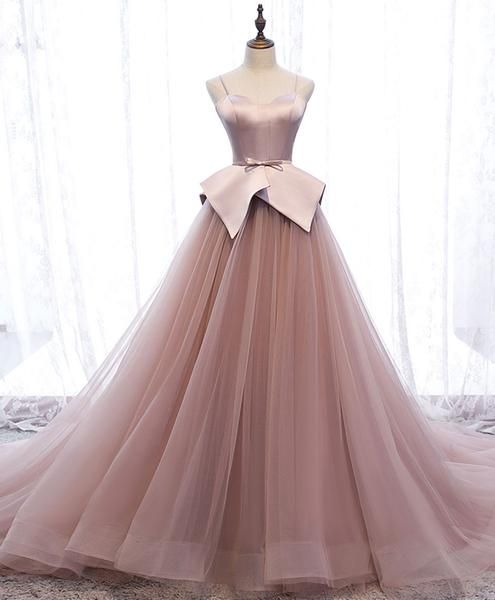 Pink sweetheart tulle long prom gown pink tulle formal dress   cg10115