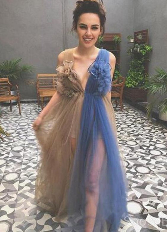 Modest Tulle Unique Design New Elegant Long Prom Dresses, Evening Dresses   cg10126