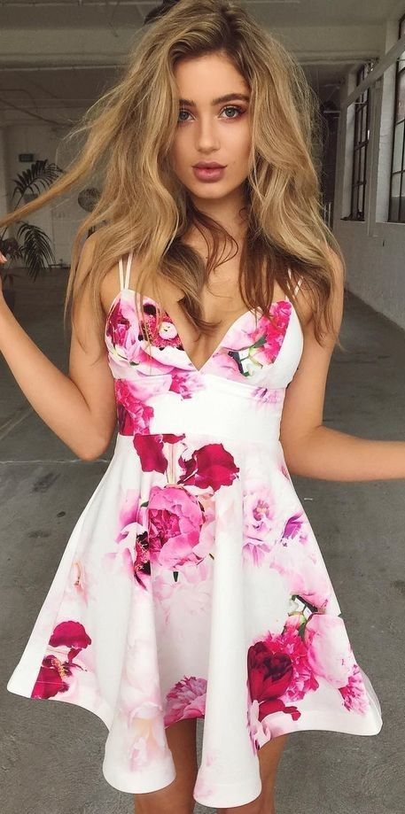 floral print homecoming dresses, chic a-line fashion gowns   cg10143