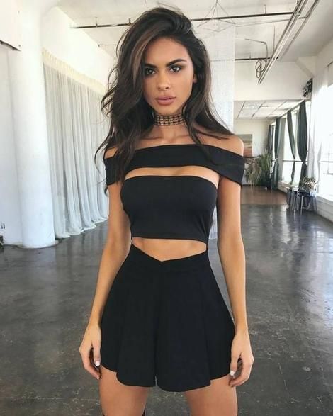Sexy Black Crop Cut Out Wrapped Chest Jumpsuits ,Short Homecoming Dress   cg10189