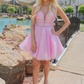 Backless Pink Short Homecoming Dress with Beading    cg10214