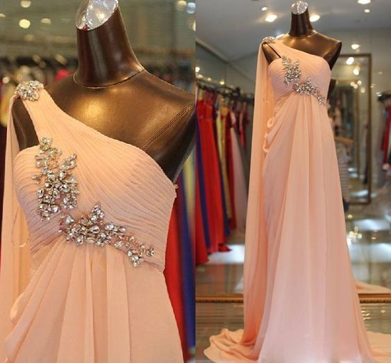 pink prom dress, one shoulder prom dress   cg10242