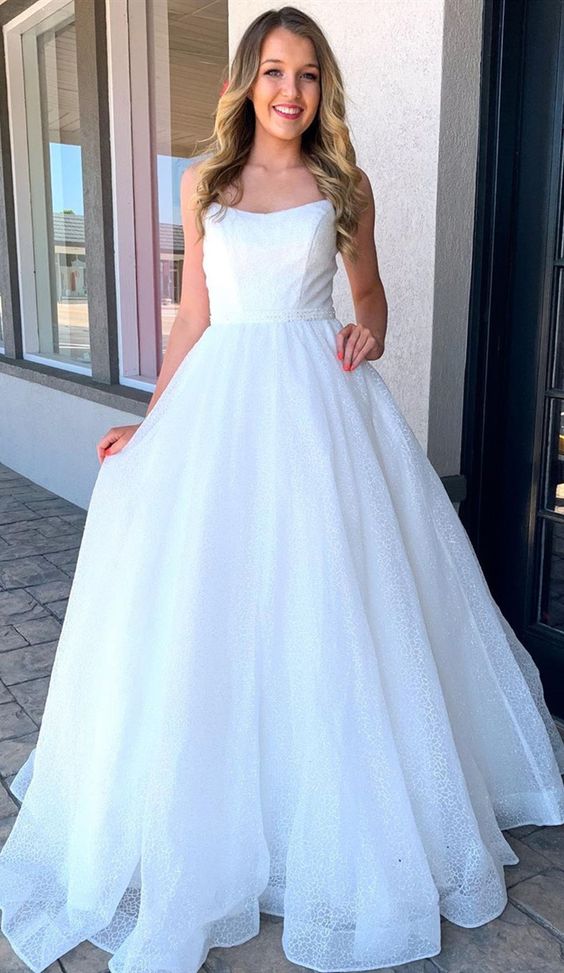 princess white long prom dresses, ball gown graduation party dresses, formal prom gowns   cg10273