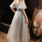 2021 GRAY TULLE SEQUIN SHORT PROM DRESS GRAY  cg10279