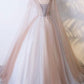 Champagne Tulle Long Prom Dress,Champagne Tulle Evening Dress   cg10359