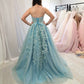Modest Tulle Open Back Evening Dress with Appliques, Formal Prom Dress   cg10447
