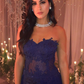 Mermaid Tulle Applique Strapless Sweep/Brush Train  prom Dress   cg10478