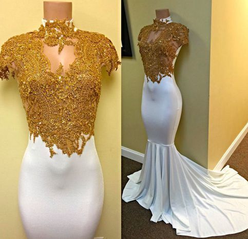 Prom Dresses MERMAID LACE LONG PROM DRESS,GOLD LACE EVENING DRESSES   cg10484