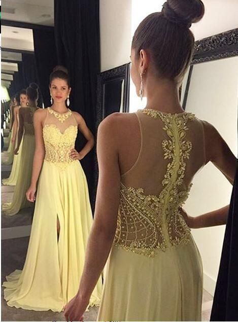 yellow prom dress, beaded prom dress   cg10503
