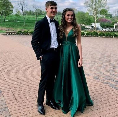 Simple Green Prom Dress Long A-line Satin Sleeveless Junior Party Dress    cg10528